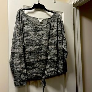 Venus, gray camo off the shoulder sweatshirt. L
